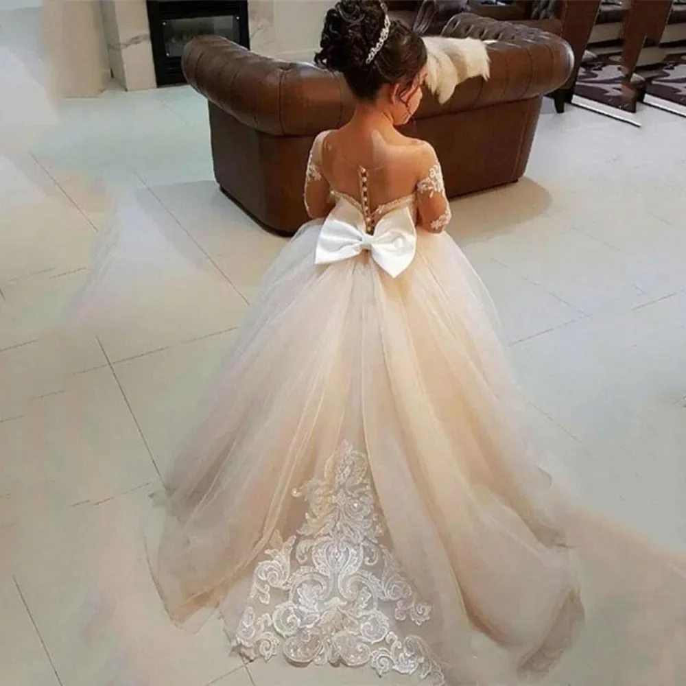 

2025 Girls Tutu Princess Flower Girl Evening Dress Piano Performance Wedding Dress Long Trailing Kids Dresses for Girls Kid Gown