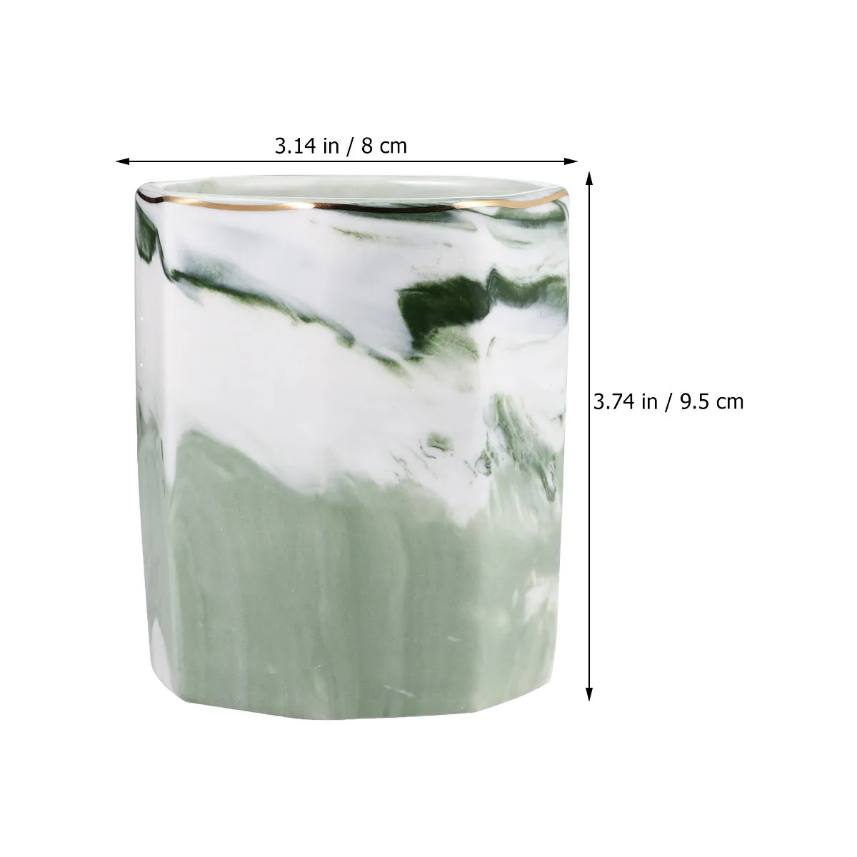 Premium Ceramic Pen Holder -Edged Marbling Pattern Desk Organizer for Makeup Brushes Pencils Paint Brushes Markers