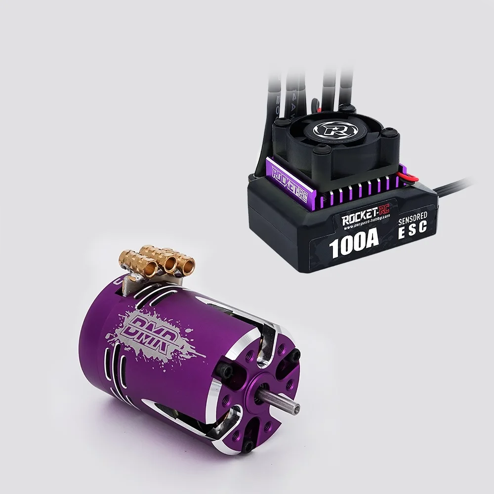 BMRC ROCKETRC rocket 1/10 Drift 100A brushless induction motor powered by black and red purple