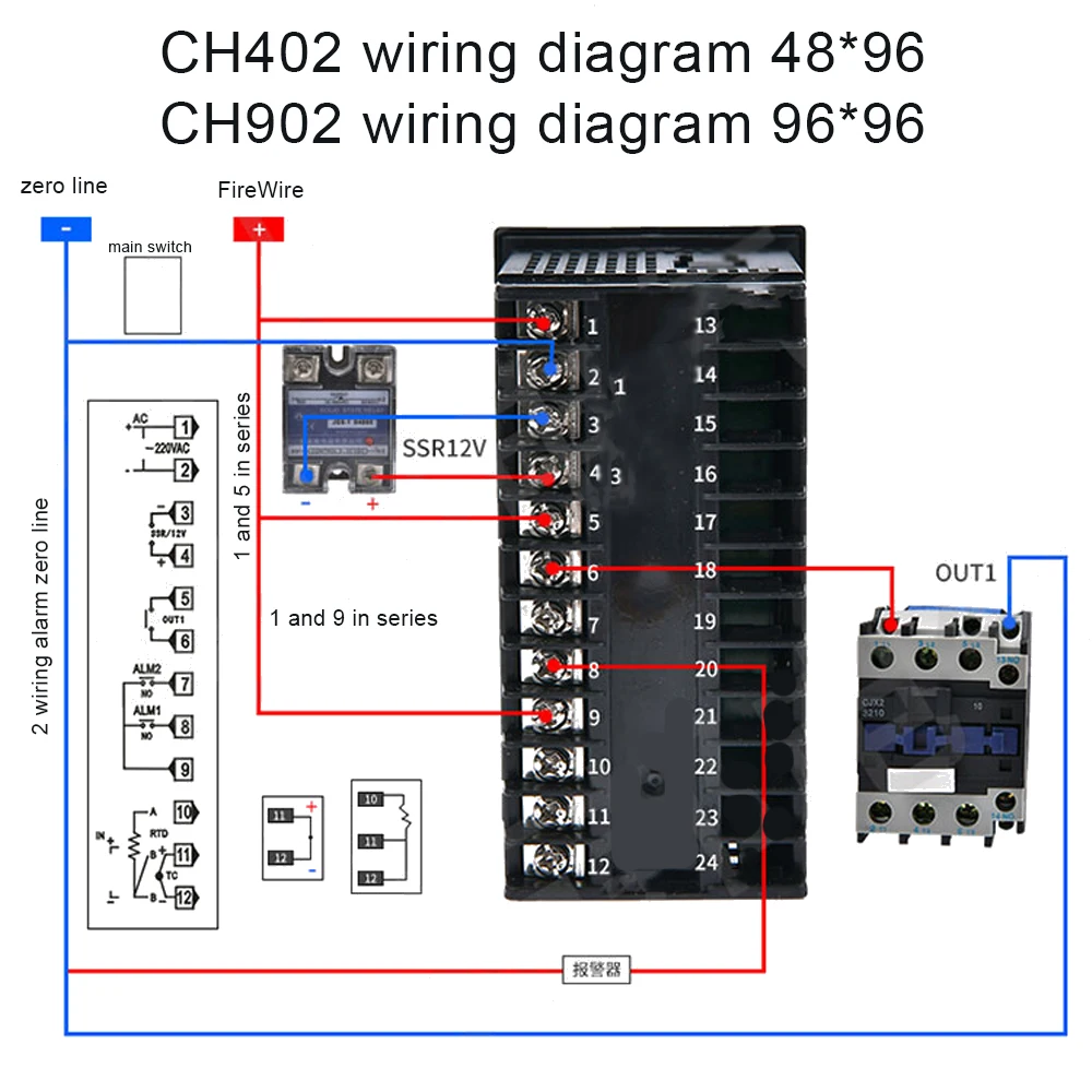 Dual Output SSR and Relay CH102 CH402 CH702 CH902 Two Relay Output LCD Digital PID Intelligent Temperature Controller AC 220V