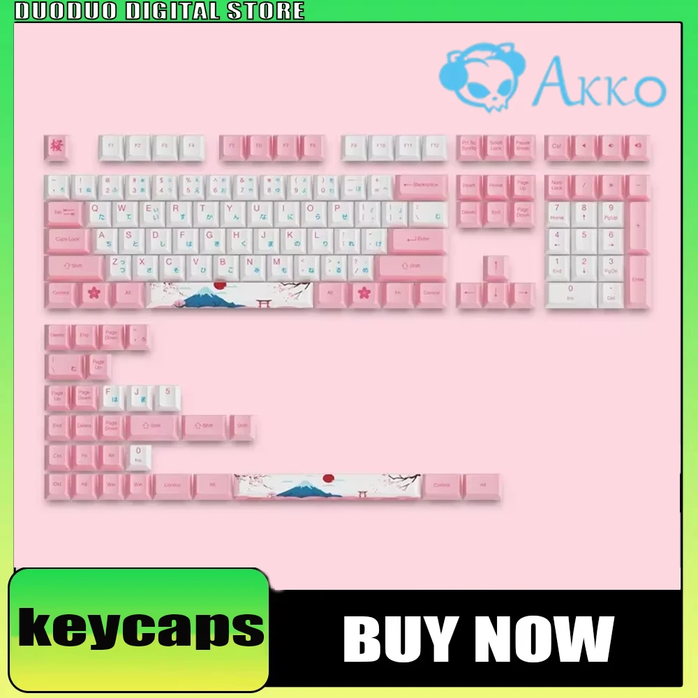 AKKO World Tour Tokyo R2 185keys Korean/Russian/English version cherry outline keycap set PBT dye-sublimation full keycap set