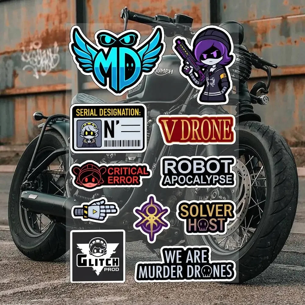 M-Murder D-Drones Whitepaper Game  Waterproof Reflective Motorbike Stickers Easy Peel Removable Decals for Motorcycle Car