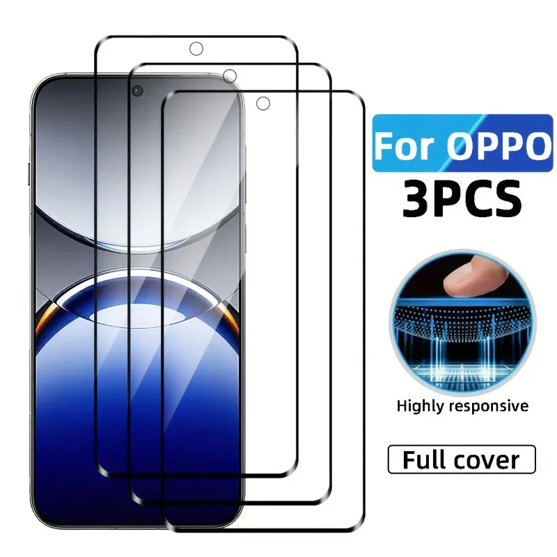 3Pcs Tempered Glass For OPPO Find X8 Pro Ultra X7 6 5 Reno14 Pro 13F 12FS 11 10 Reno 12F Full Cover Screen  HD Screen Protector
