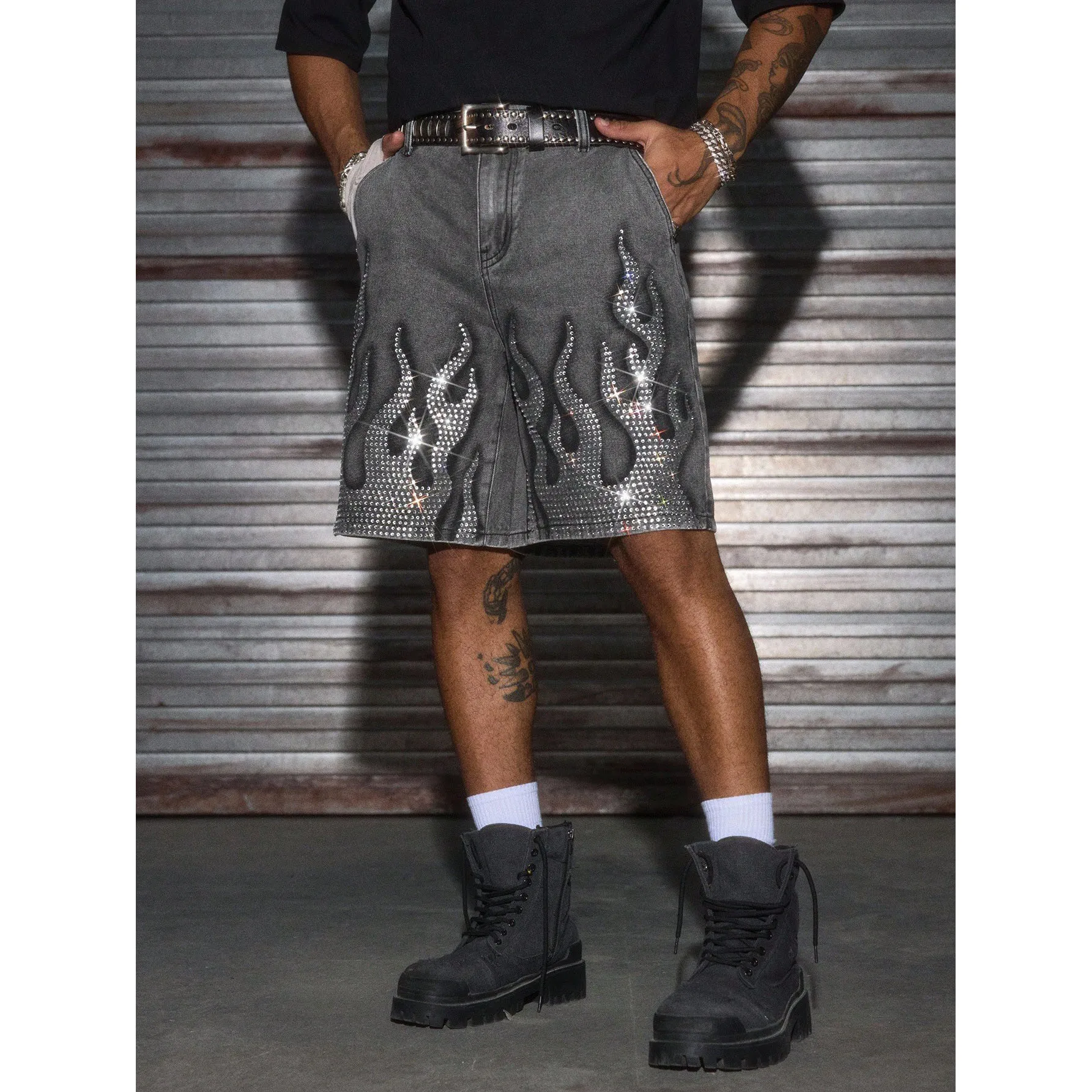 Jorts Denim Shorts Mens Shorts Loose Street Style Spring Summer New Casual Non Stretch Comfortable Urban Wear view 2