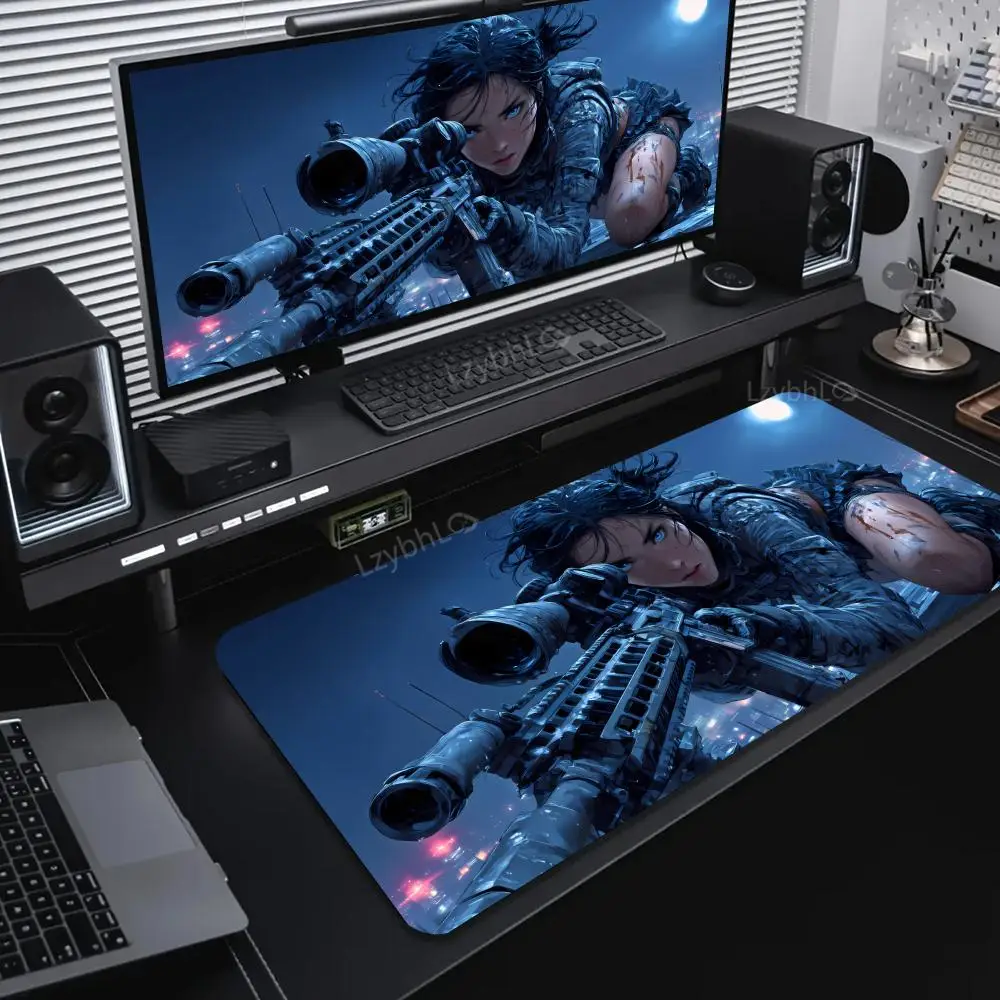 

Sniper Gir Mouse Pad Large Gaming MousePad HD Anti-Slip Rubber Deskmat XXL Gamer Office Computer Accessories Extended Desk Mat