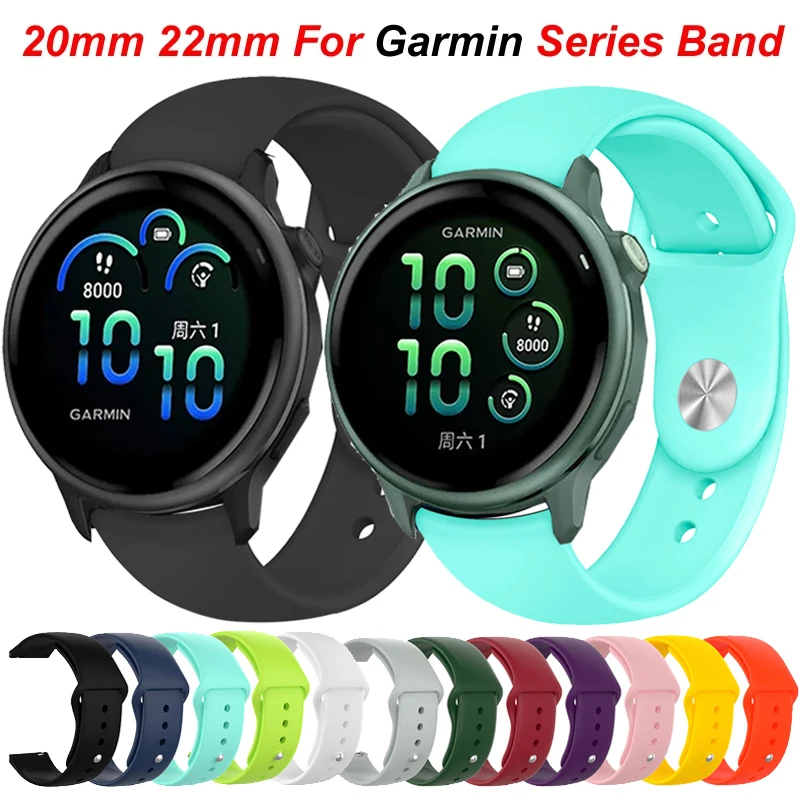 22 مللي متر 20 مللي متر سيليكون حزام ل Garmin Active 5 6/Forerunner 55 245 265 645 745 965 الرياضة الفرقة ل Garmin Venu 2 3 Vivoactive 5 4 3