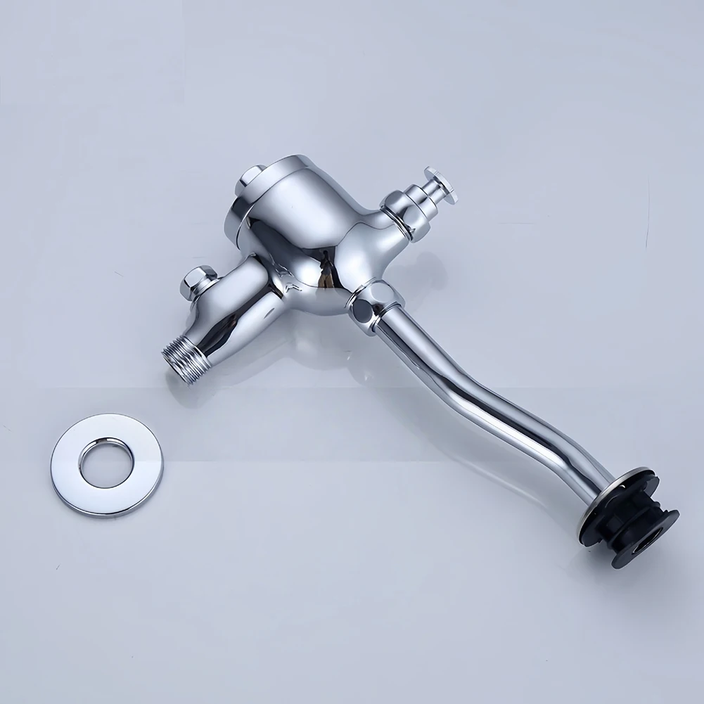 Automatic Shutoff Valve Copper Urinal Button Robust Copper Material Delay Flush Valve For Toilets Chrome Finish