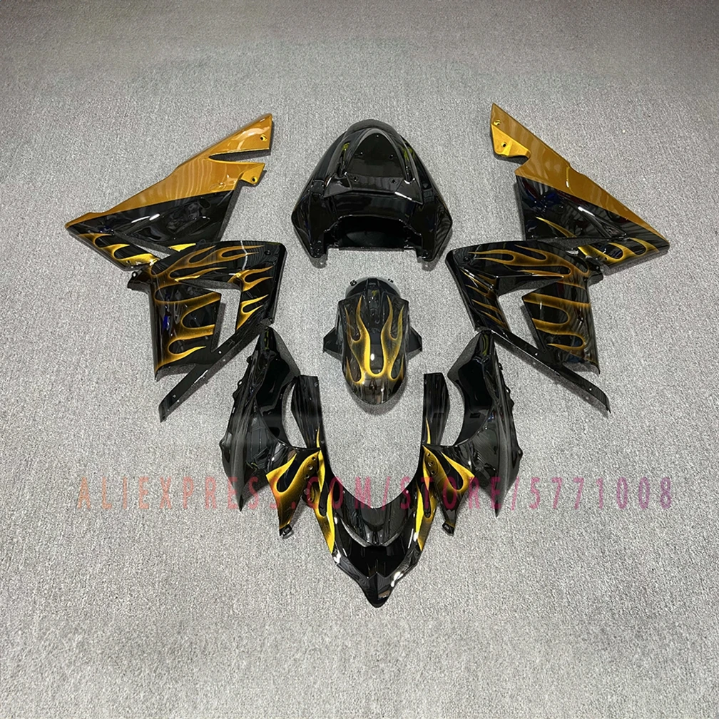 For Kawasaki ZX10R 2004 2005 Golden Flame Motorcycle Accessories Fairings 04 05 ZX 10R Sportbike Bodywork Set Fairing Kit