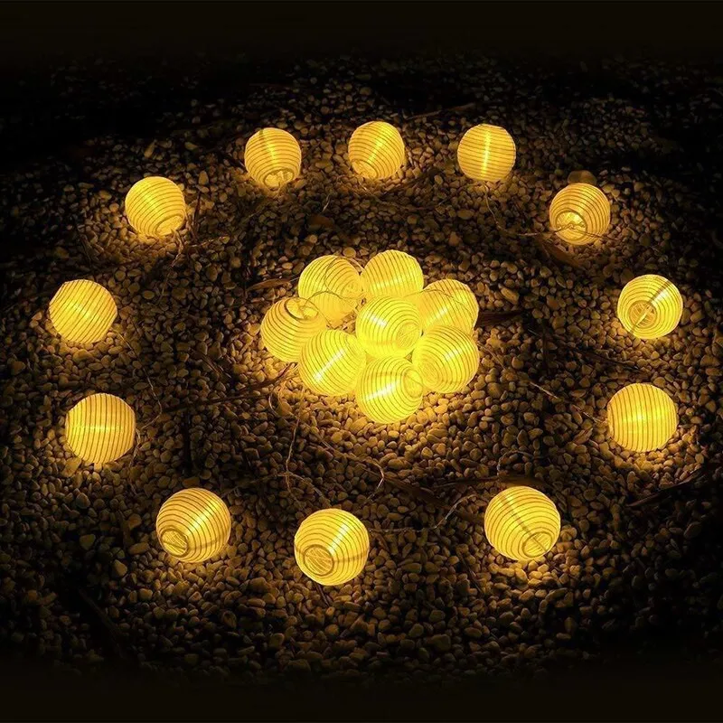 10 LED Lantern Ball String Light Outdoor Waterproof Patio String Lights Solar Garland Christmas Lights