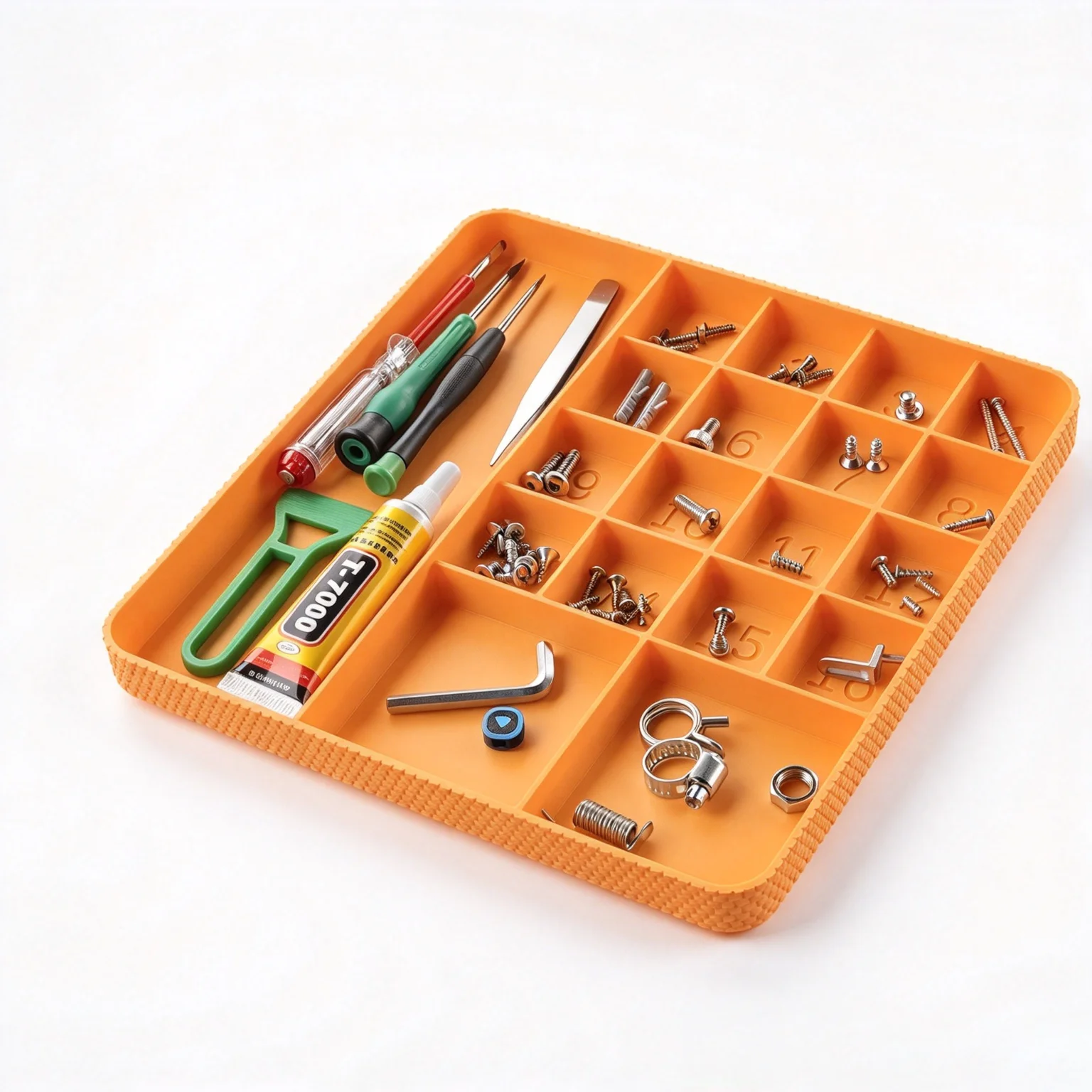 3D Printed Numbered Screw Parts Tray Multi Compartment Organizer Electronic Repair Hobby Craft Small Hardware Storage