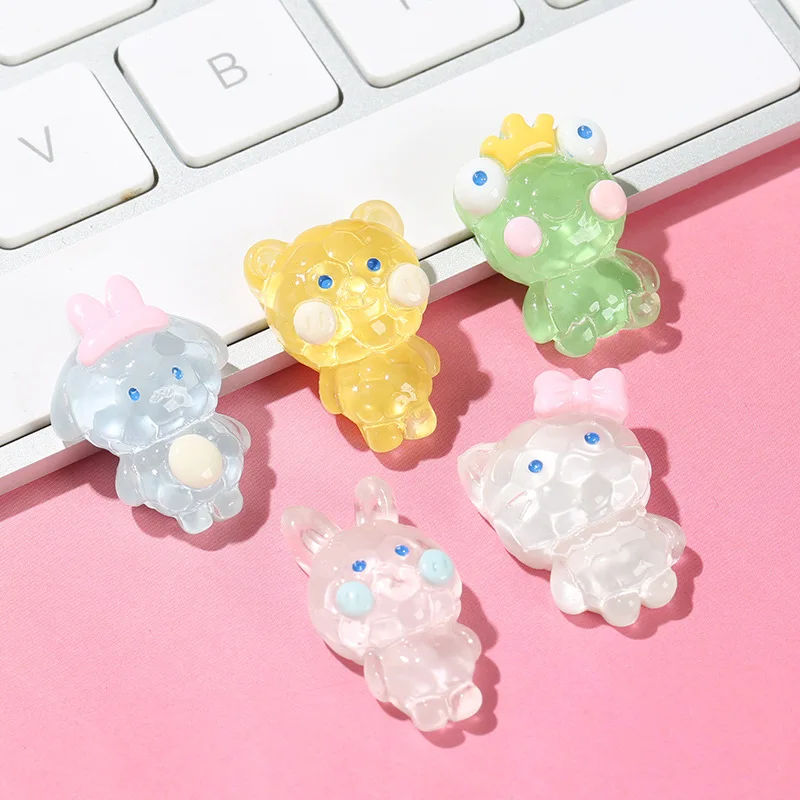 

20pcs Cartoon Transparent Frog Flatback Resin Cabochons Animals Embellishments for Scrapbooking DIY Kid Hair Bows 22mm Rabbits