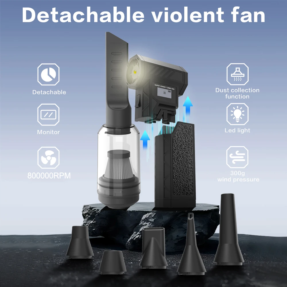 

Detachable Violent Fan 800000RPM Brushless Mini Turbo Jet Fan Replaceable Battery Powerful Air Blower Portable Electric Dryer