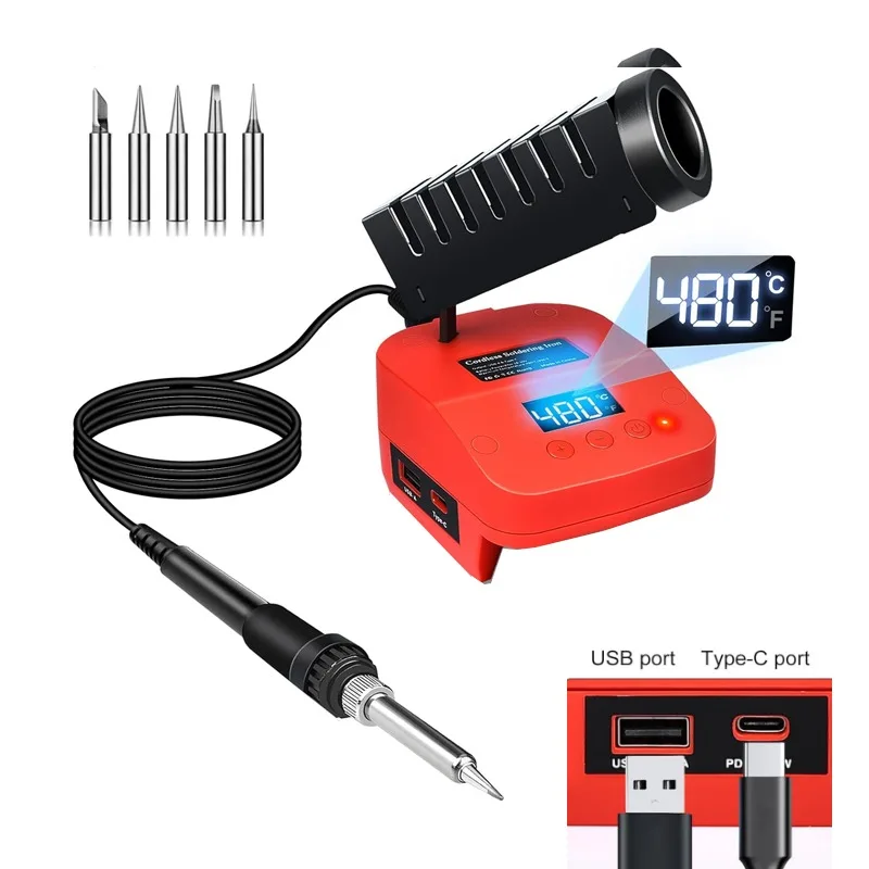 

Portable Soldering Iron Station for Milwaukee M18 18V Battery Cordless Soldering Iron with Digital LCD Display USB&Type-C Port
