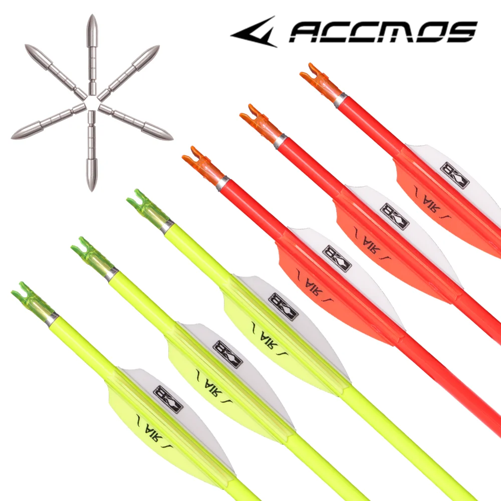 6/12pc Pure Carbon Arrow ID4.2mm Spine 400/1000 Shaft 32inch air Feather for Compound/Recurve/Traditional Bow Shooting