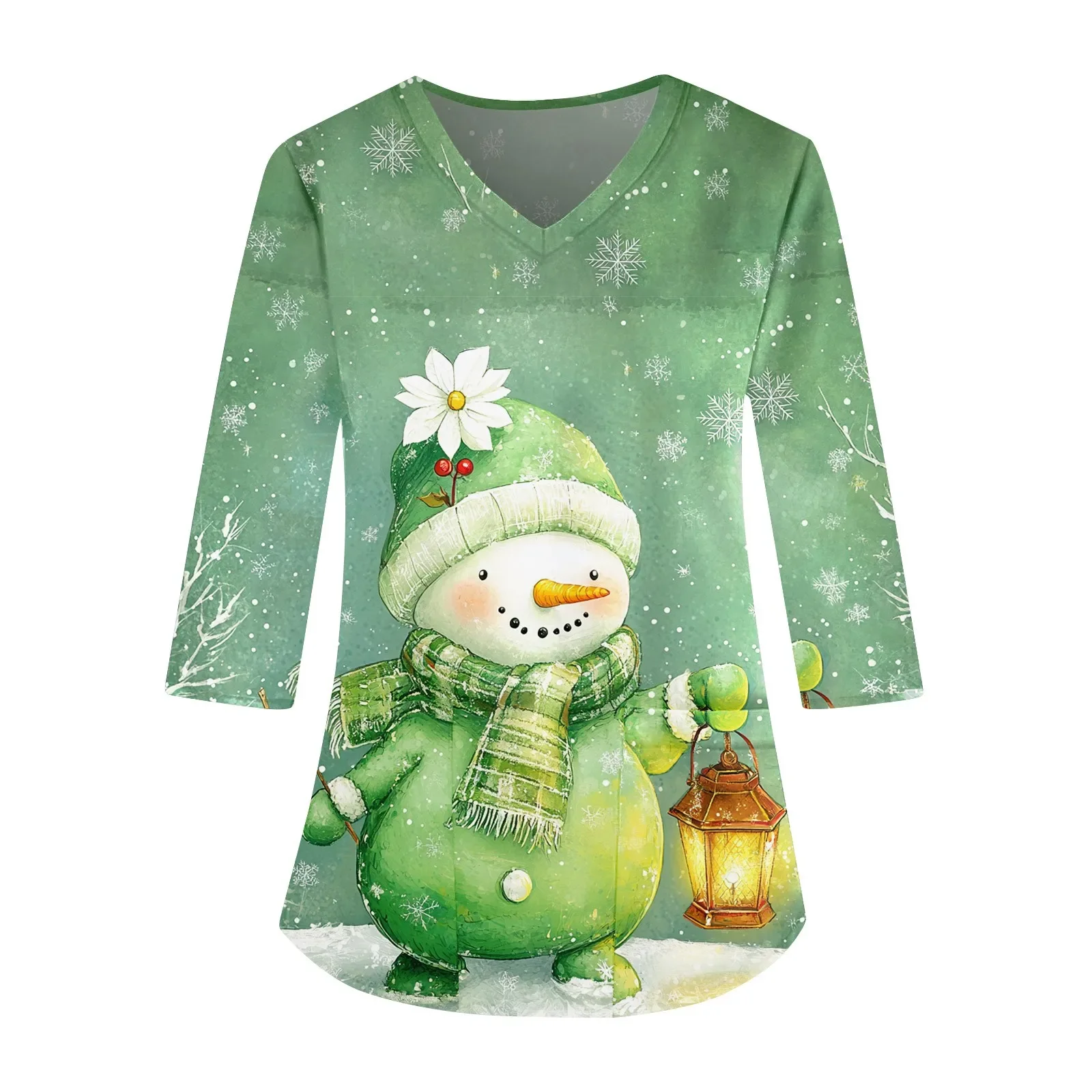 Natal enfermeira uniforme esfrega das mulheres dos desenhos animados boneco de neve elk impressão 3/4 mangas casual bolso macacão uniformes coágulo de enfermagem médica