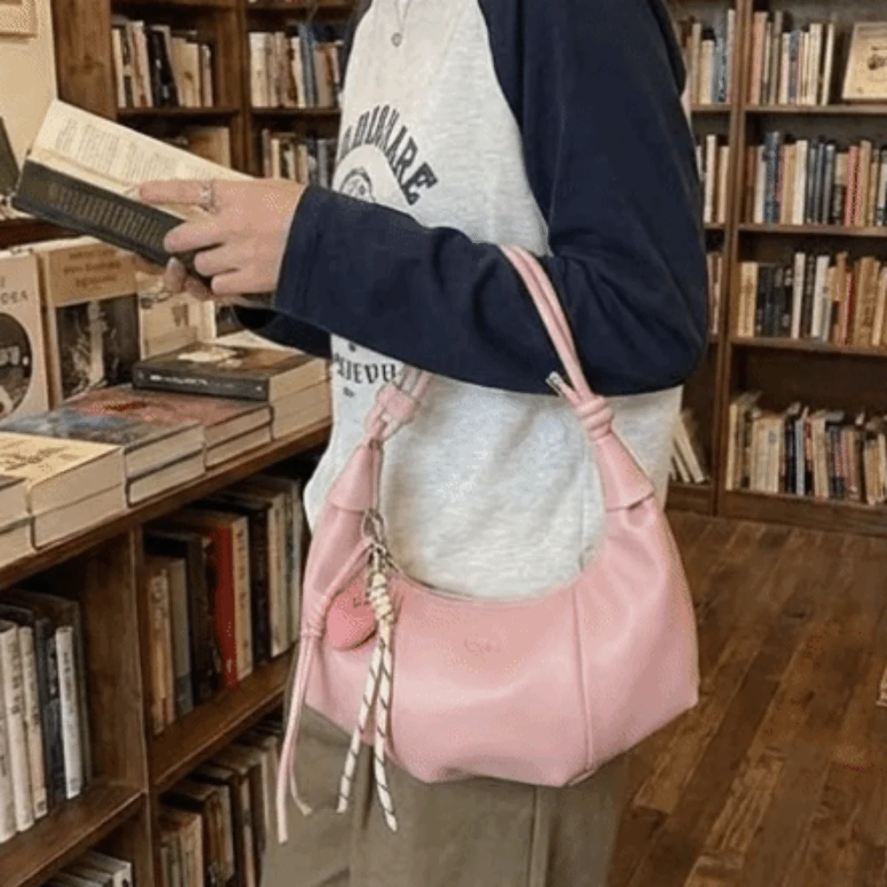 Cute Macaron Color Faux Leather Handbag Cloud Pleated Design Tote Bag Compact Chain Strap Evening Bag Evening