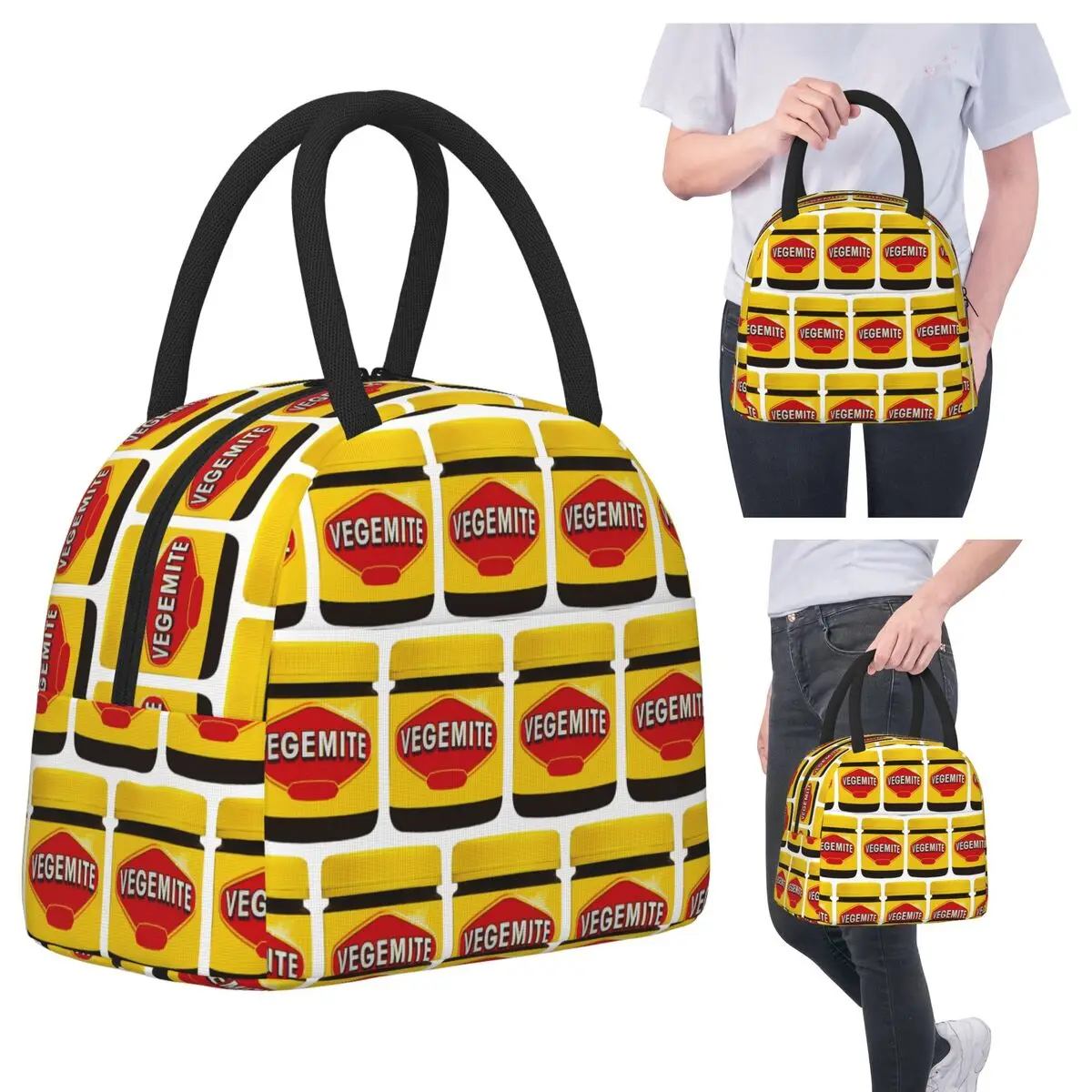 

Vegemite Insulated Lunch Bag for Women Office Cooler Thermal Food Box Tote Portable Lunch Boxes Container