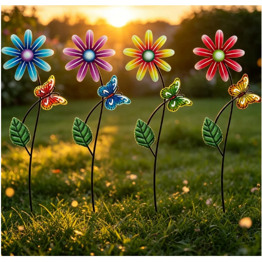 4PCS Rustic Style Metal Butterfly Garden Decor for Outdoor Yard Lawn Patio Decoration with Timeless Farmhouse Appeal