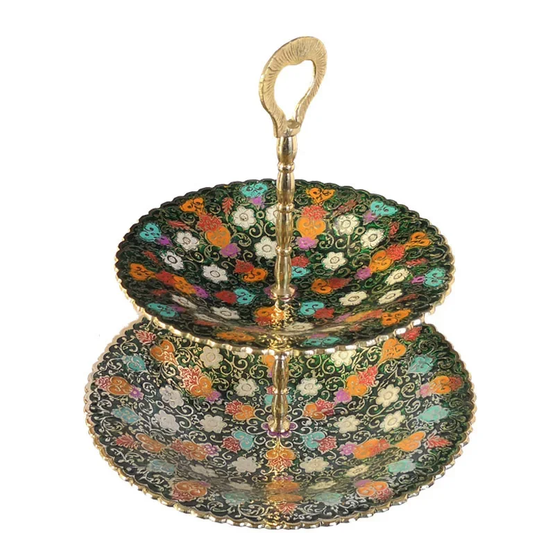 

Three layer, double layer, fruit plate, India, imported, handicrafts, hotel, bar, copper ornaments, home furnishing