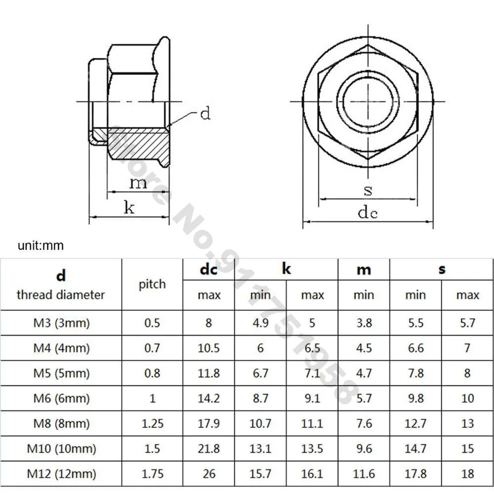 1/20X M3-M20 304/316 Stainless Steel Hex Flange Nut, Metal Nylon Insert Lock Nut, Serrated Washer Anti-Slip Anti-Loose Screw Cap