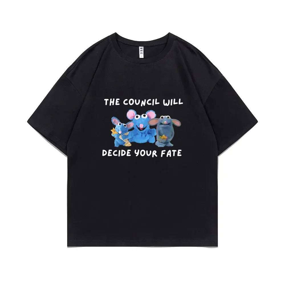 Tutter The Council Will Decide Your Fate T-shirt Funny Cute Mouse Graphic T Shirts Men summer Casual Pure Cotton Short Sleeve