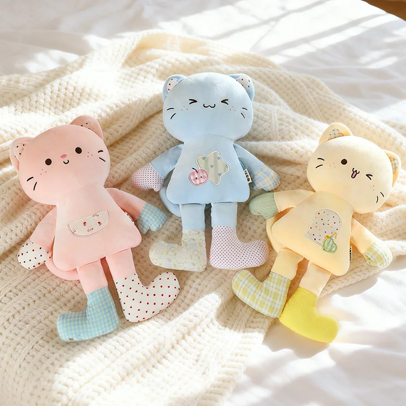 45cm Cartoon Cloth Strip Cat Plush Toys Anime Stuffed Animals Cute Kitten Plushies Dolls Soft Sofa Pillow for Girls Gifts Decor