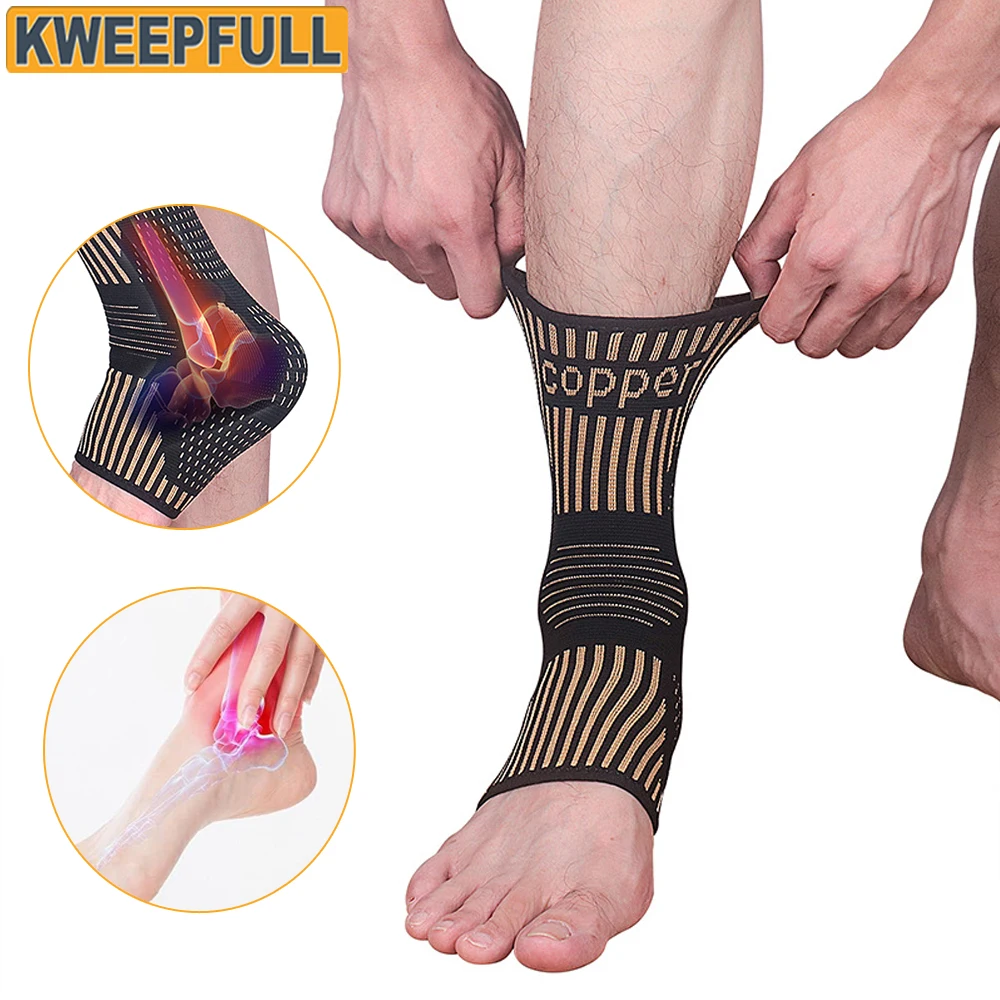 

1Pcs Copper Ankle Brace Support for Men & Women,Best Ankle Compression Sleeve Socks for Plantar Fasciitis, Sprained Ankle,Sports