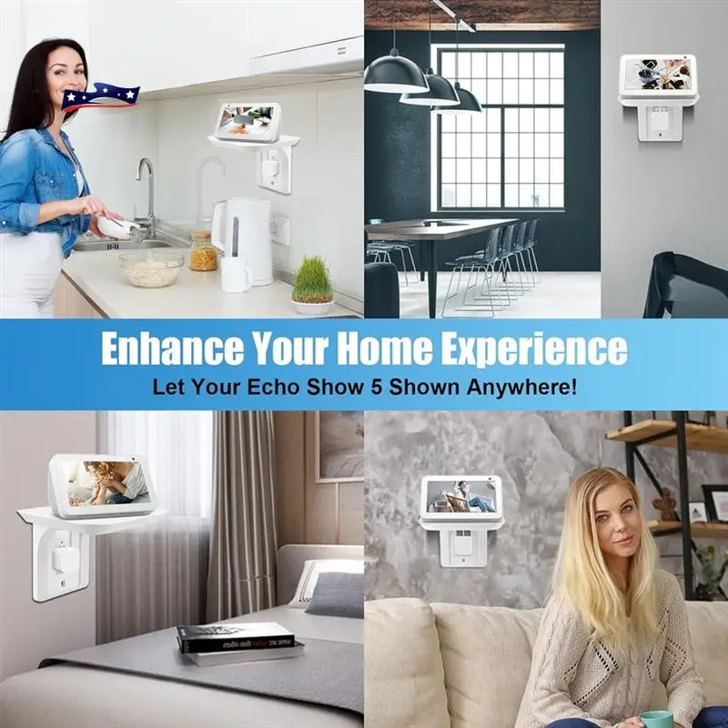Soporte de pared AEF1-para Echo Show 5 y Echo Show 8, soporte de altavoz, accesorios de altavoces inteligentes giratorios ajustables