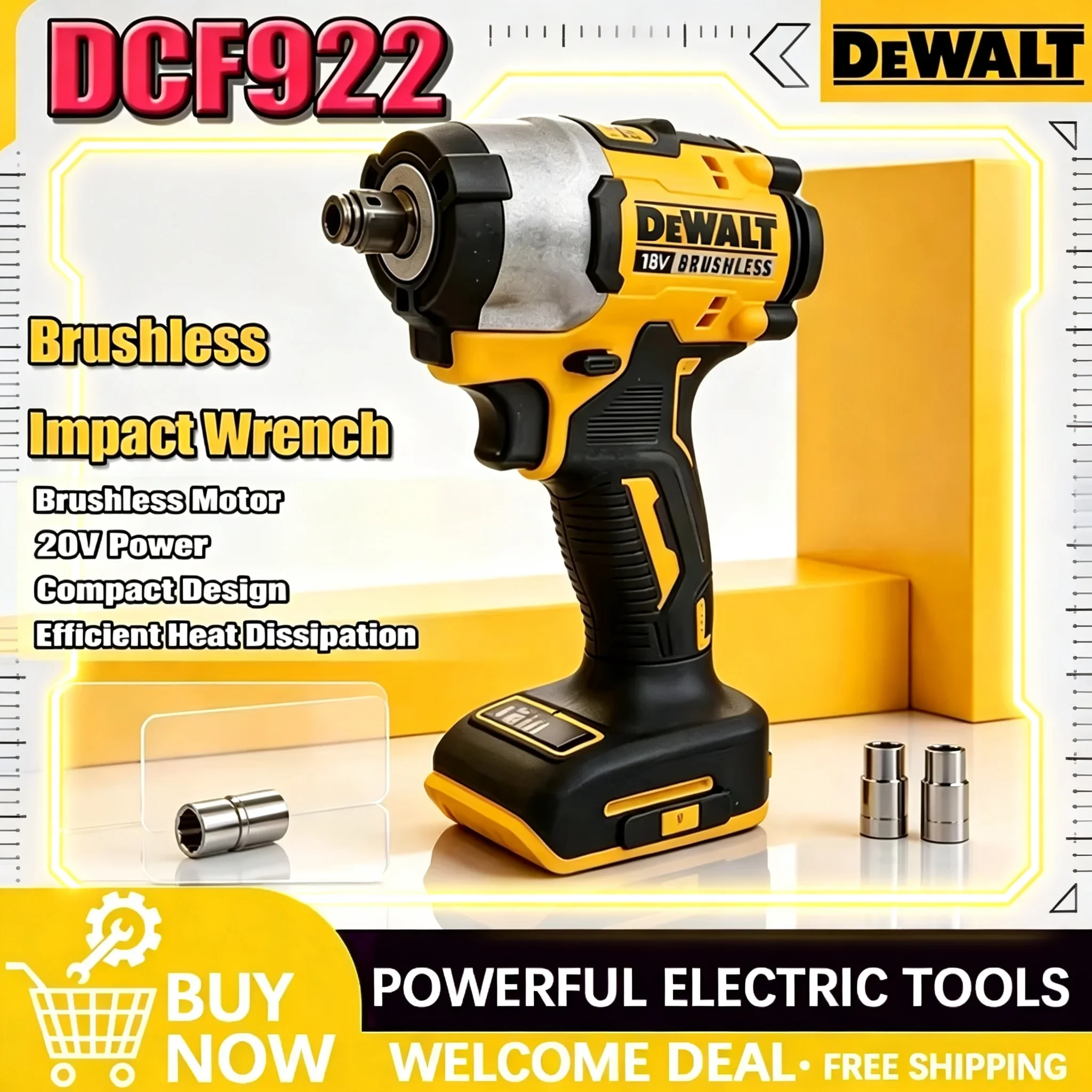 Dewalt DCF922 Brushless 610N.m Impact Wrench Cordless Driver Large Torque Variable Speed Electric Wrench Rechargeable Tools