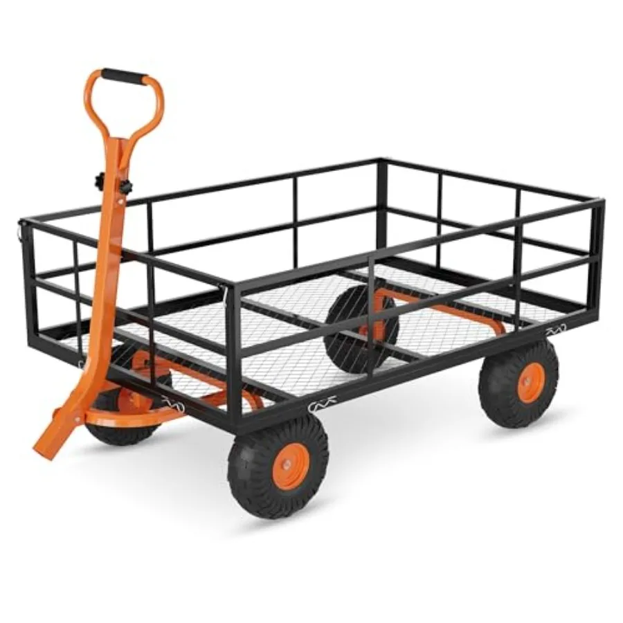 1200 LBS Heavy Duty Steel Garden Cart, 3-in-1 Yard Wagon, 13