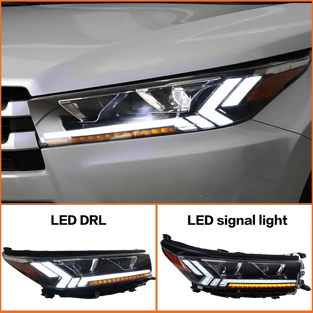 

Headlights for Toyota Highlander Kluger 2018-2021 Lenses for Head Lamp Foco LED DRL Turn Signal Angel Eyes Led Projector Lens