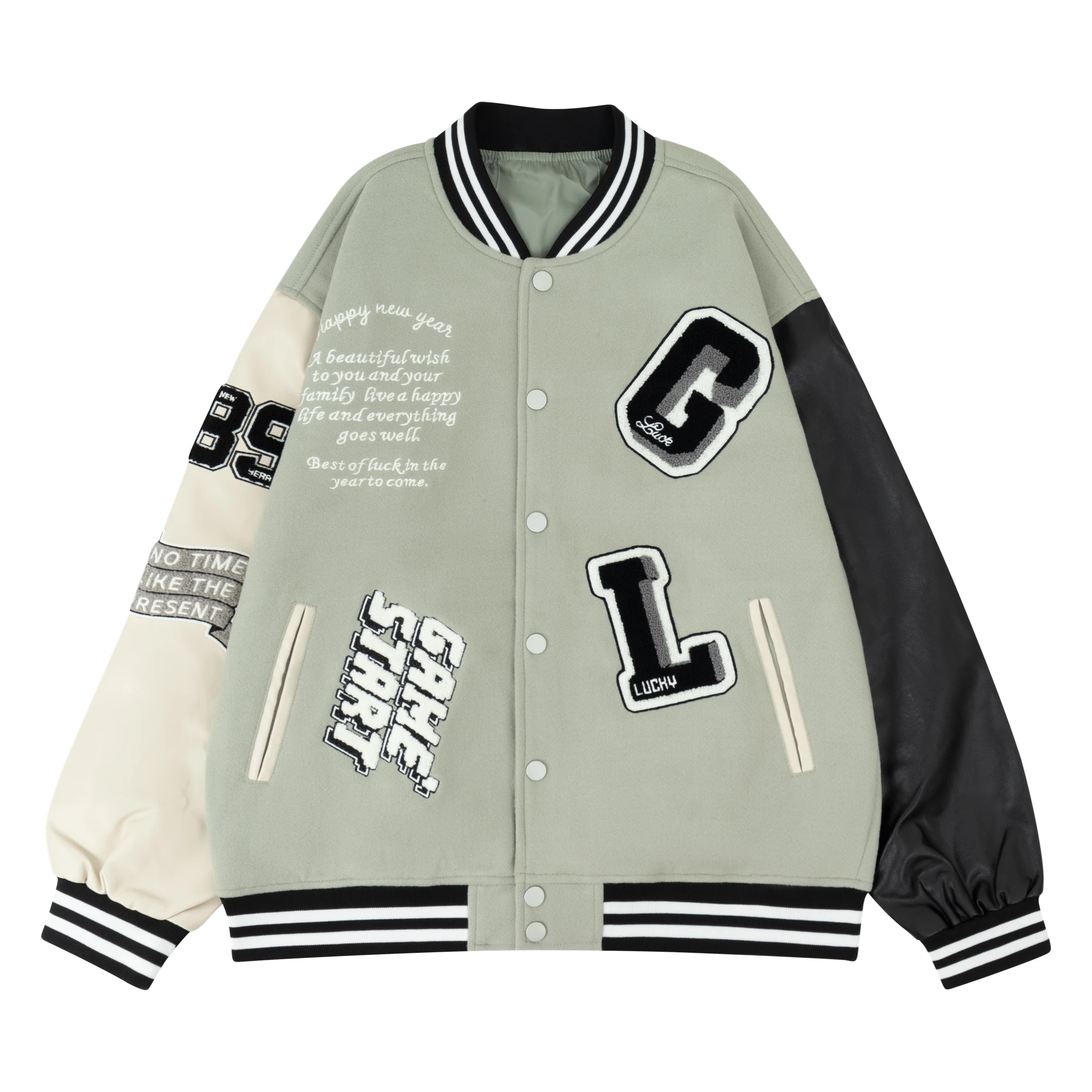 

Men's Leather Patchwork Vintage Jackets Letter Embroidery Long Sleeve Coats Autumn and Winter Varsity Baseball Bomber Outerwear