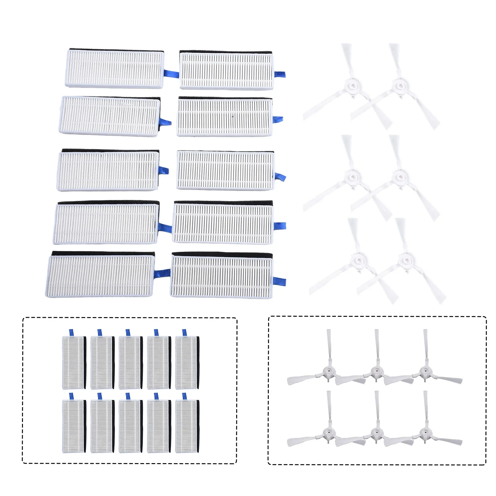 مجموعة قطع غيار لـ Tefal لـ Xplorer Serie 75 Total Care RG7687 RG7687WH مكنسة روبوتية 10 مرشحات و6 فرش جانبية #5