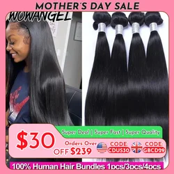Wow Angel 28 extensiones de cabello humano liso de hueso de 30 pulgadas 1/3/4 piezas 10A extensiones de cabello Remy peruano extensiones de cabello virgen