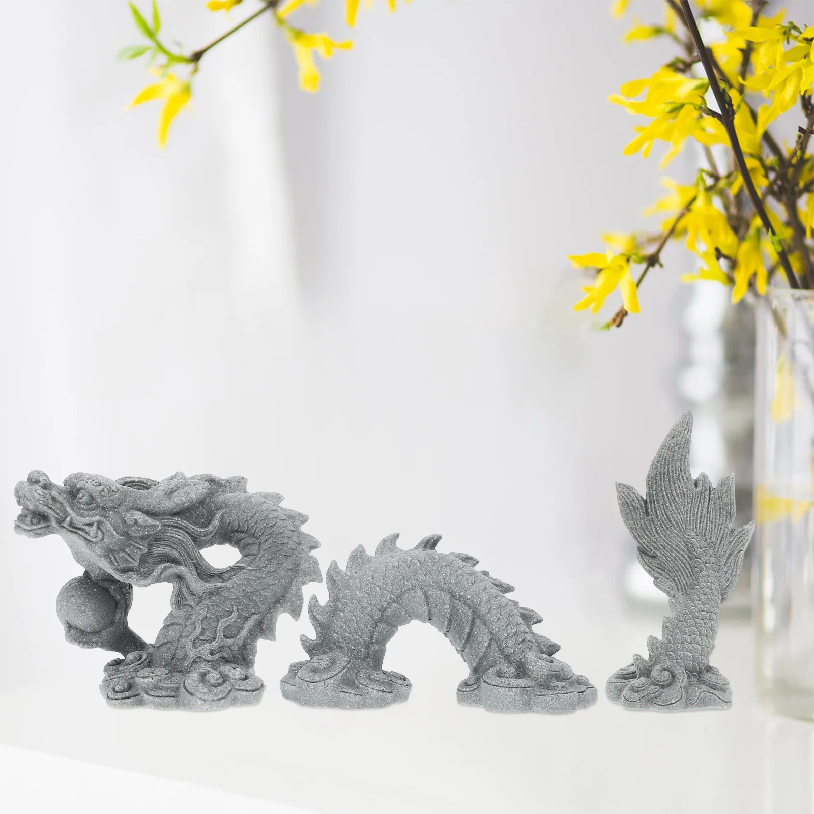 Fish Tank Decorations Decorate Chinese Dragon Sculpture Statue Sandstone Office