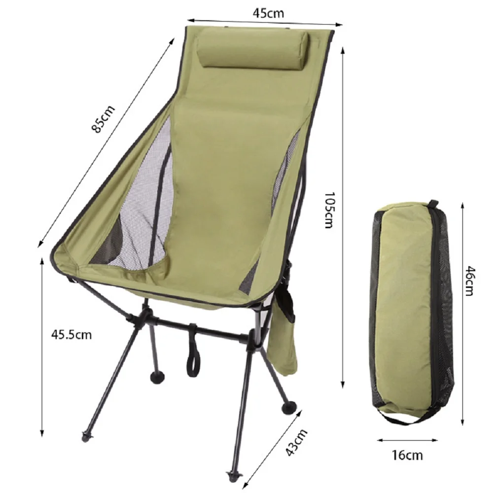 Portable Folding Camping Chair with Headrest Lightweight Tourist Chairs Aluminum Alloy Fishing Camping Chair Outdoor Furniture