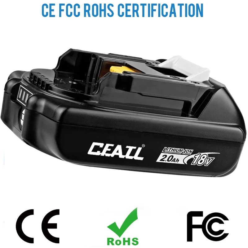 

1-Pack 18V 2.0Ah Rechargeable Battery, for Makita Tool BL1830B BL1840 BL1840B BL1850 BL1850B 18650 DTW700 DTD173 18V Battery