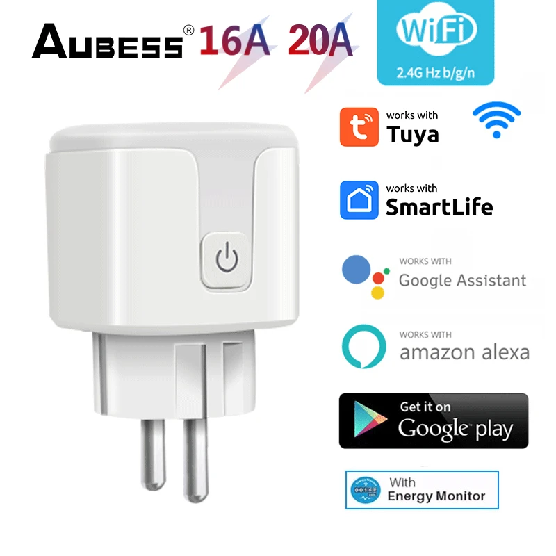 Tuya Wifi EU FR Smart Plug Adapter 20A 16A Muur Stopcontacten Power Monitor Outlet Smart Home Smart Leven Alexa Google thuis