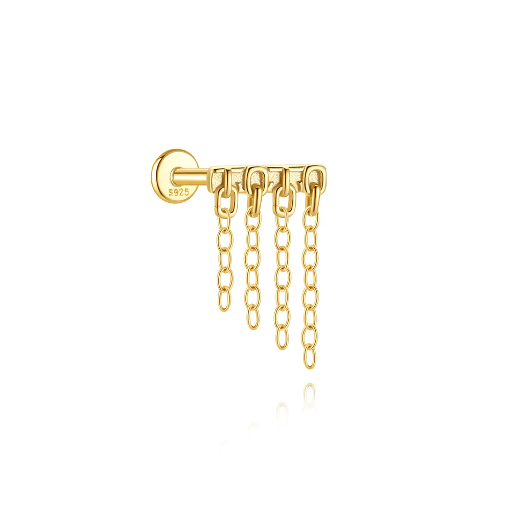 CANNER 1 ST 925 Sterling Zilveren Ketting Kwastje Geometrische CZ Platte Kop Piercing Oor Bot Nagel Voor Vrouwen Ins Ster Maan Stud oorbel