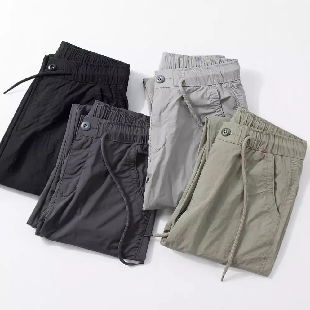 

TRSYPHXM 2024.8.13 new Men's autumn thin, simple and loose casual drawstring pants gray sports pants