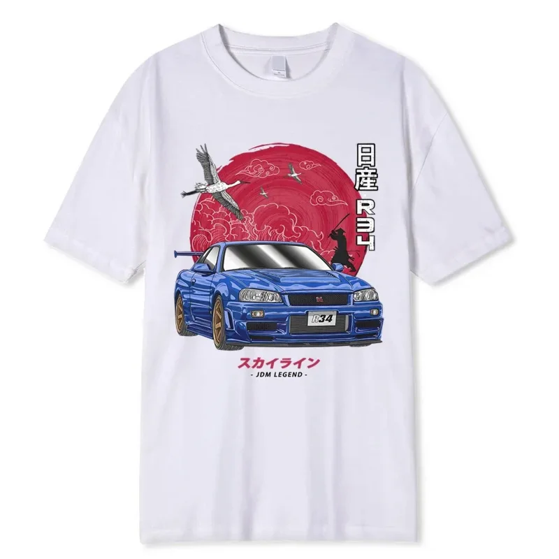 2023summer Men Women Cotton Initial D T Shirt Harajuku Aesthetic Oversize T-Shirt Funny JDM LEGEND Car Tshirt Nissan Skyline R34