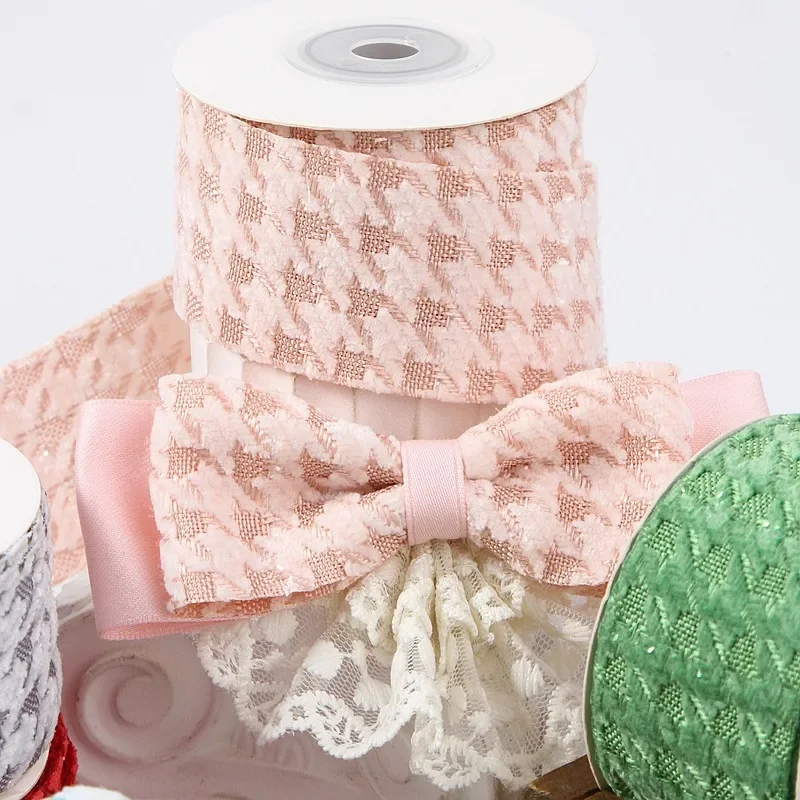 Double-sided Thousand Grid Bird Handmade Bow Ribbon DIY Material Clothing Accessories Gift Box Packaging Straw Hat Webbing