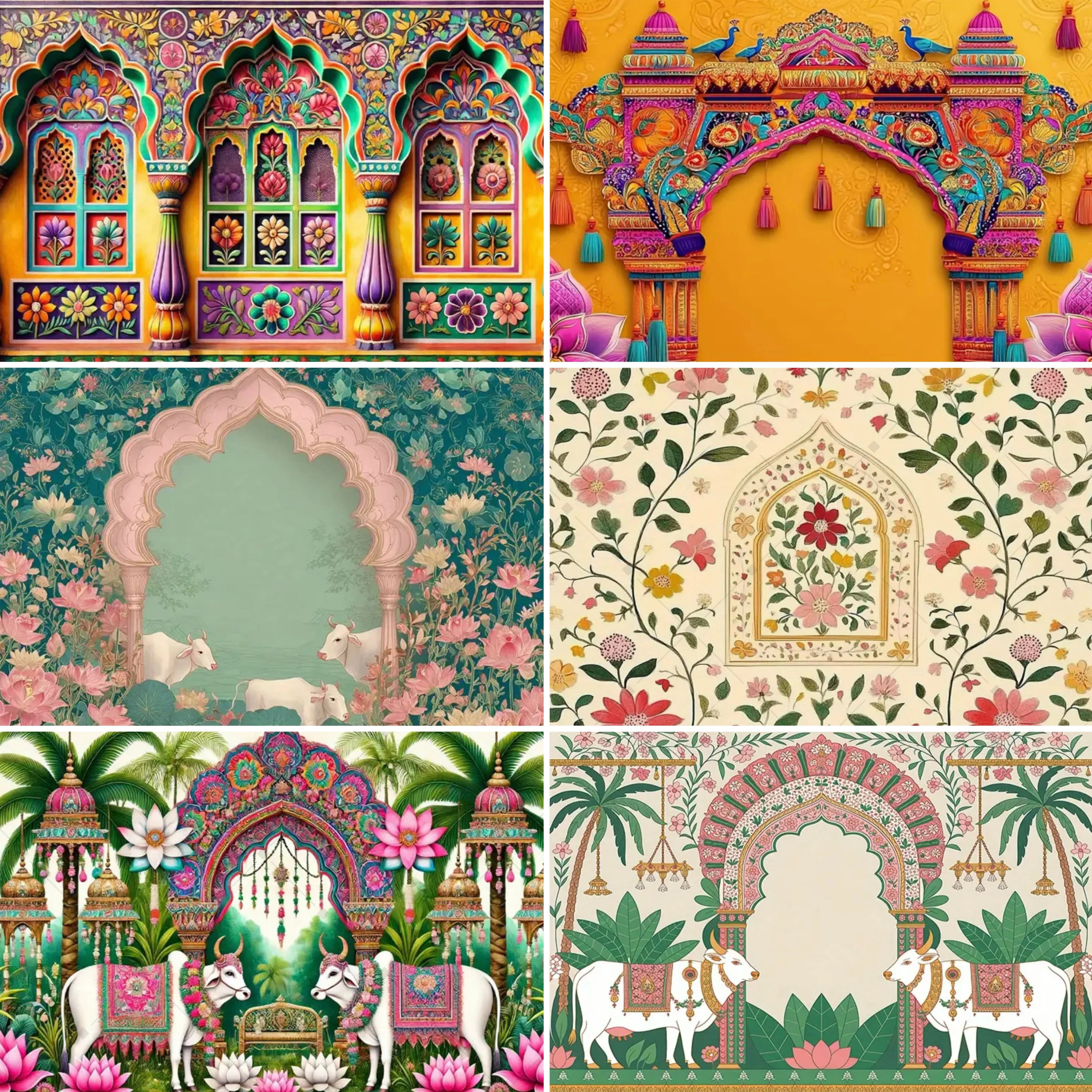

Lndian Embossed Arches Backdrop Indian Wedding Divali Mandala Pattern Festival Celebration Religious Event Theme Decor Banner