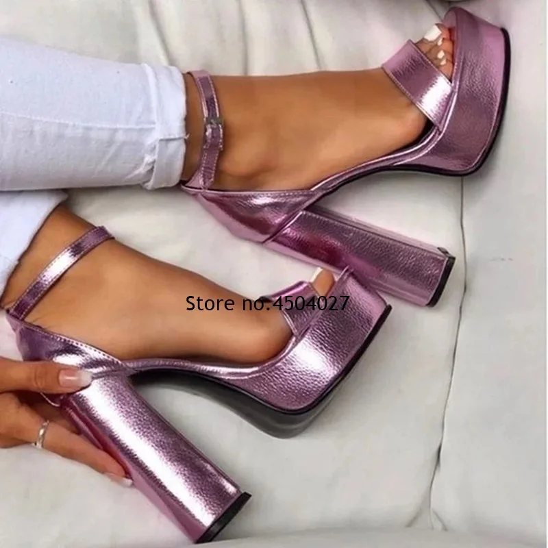 

Elegant Womens High Heels Open Toe Chunky Heel Platform Gladiator Sandals Dress Shoes Buckle Strap Banquet Pumps
