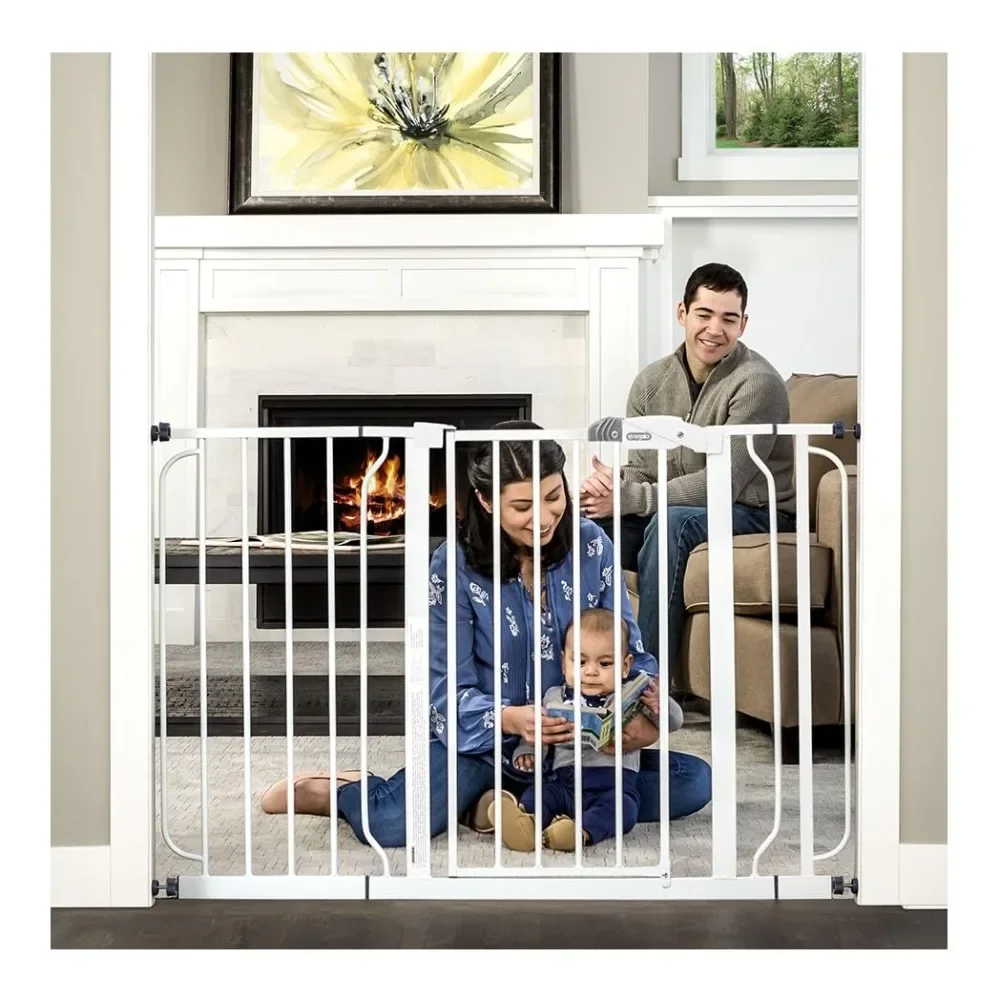 

Extra Wide Baby Gate, Includes 4-Inch and 12-Inch Extension Kit, Pressure Mount Kit and 4 Pack of Wall Mount Kit