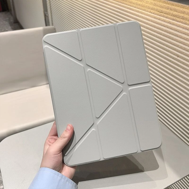 Simple Solid Color Gray Tablet Case For iPad Pro 11 12.9 13 A16 M2 M4 M3 M5 Shell 9.7 5/6/7/8/9/10/11th Mini Air 3 4 5 Cover