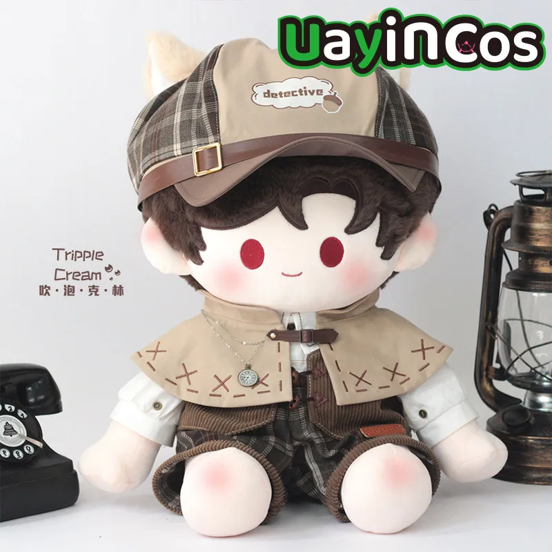 

Handsome Puppy Detective Retro Brown Uniform Cloak Hat Outfit For 40cm Plushie Cotton Doll Clothes Accessories Anime Toy Kids Gi