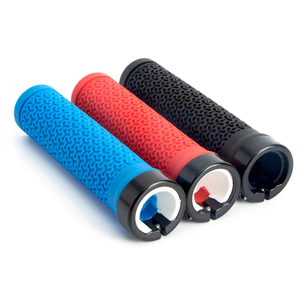 Solid Color TPR Bicycle Handlebar Grips Anti-skid Bar End Comfy Hand Feel MTB Cycling Hand Rest Shock-absorbing Bike Grips