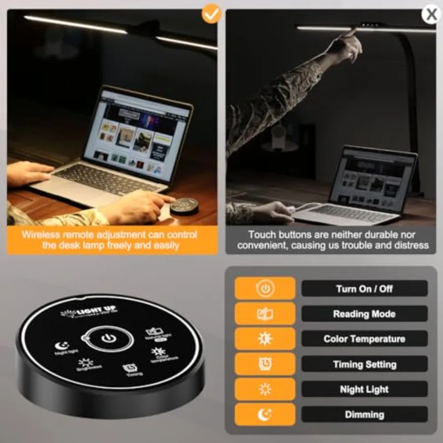 Led Desk Lamp for Office Home - Eye Caring Architect lamp with Clamp, Dual Screen Computer Monitor Work Smart Light: 24W 5 Colo view 6