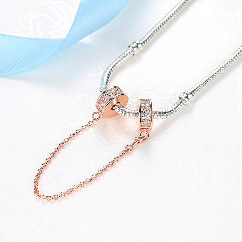 925 Sterling Silver Charms Safety Chain Music Notes Love Heart Pendant Beads Fit DIY Bracelets Bangles Women Diy Jewelry view 6
